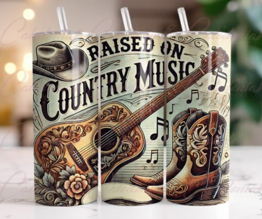 "Raised on Country Music" Tumbler