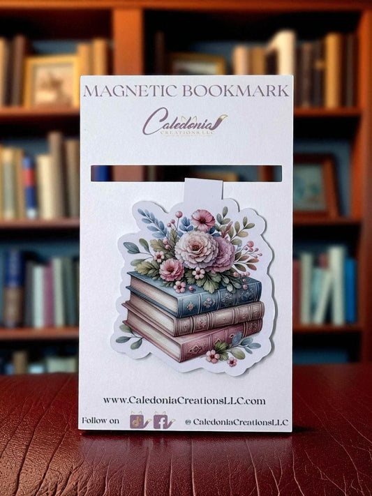 "Floral Books" Magnetic Bookmark